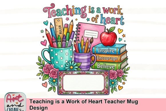 Teaching is a Work of Heart Teacher Mug Design