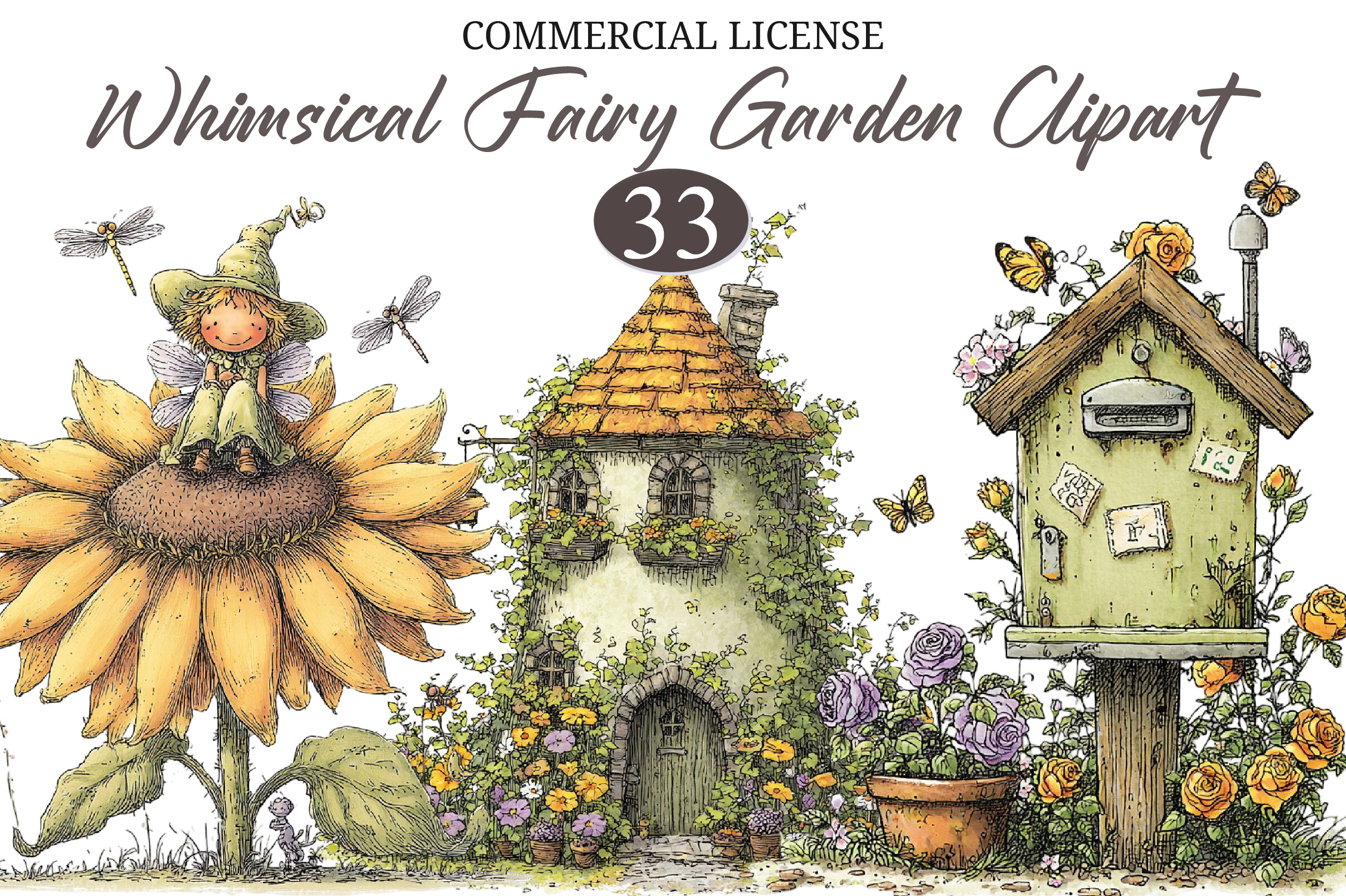 Whimsical Fairy Garden Clipart Graphic by ArtStory · Creative Fabrica