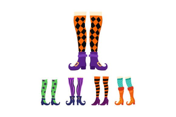 Witches Legs Wearing Different Patterned