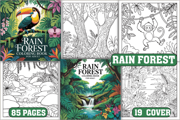 Preview of 85 Rain Forest Coloring Pages for Adult coloring pages for adults