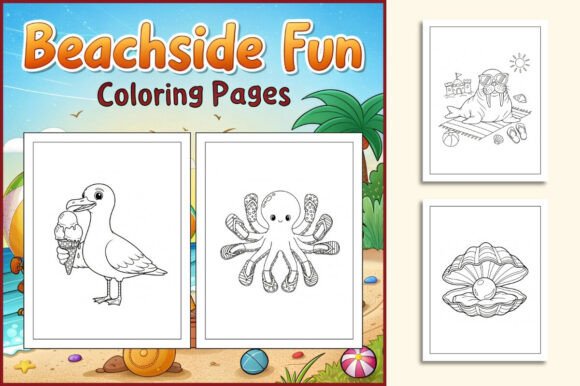 Beachside Fun Coloring Pages for Kids