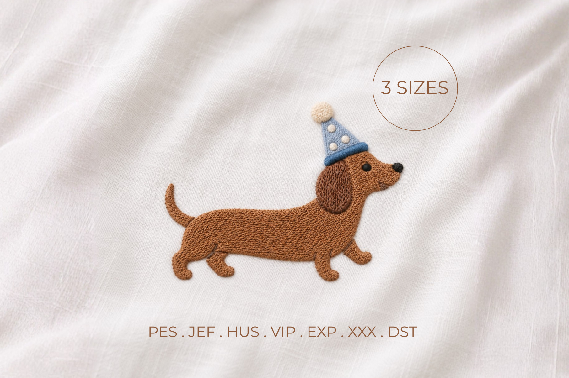 Birthday Dachshund Dog Embroidery Design