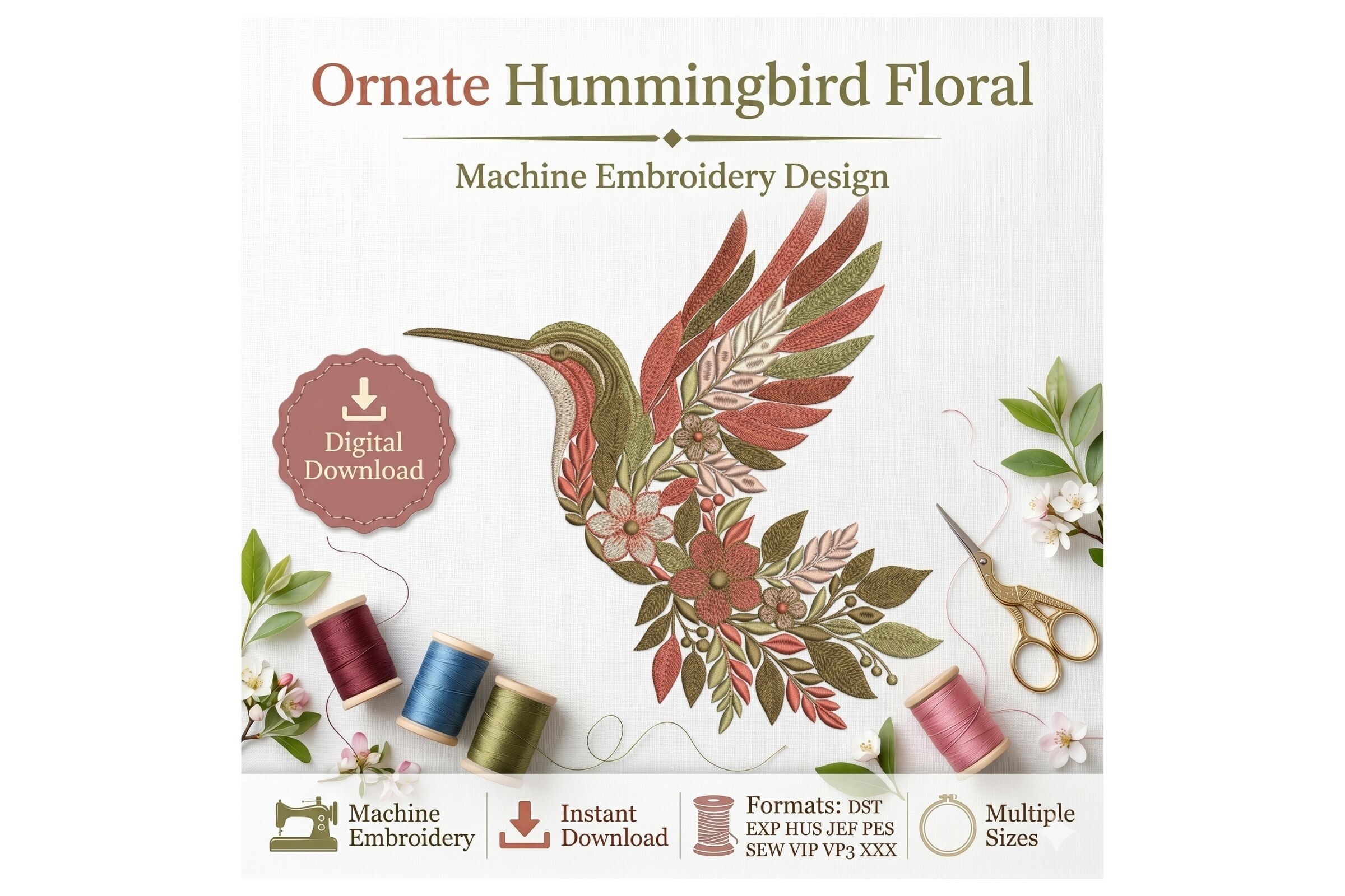 Boho Botanical Hummingbird Floral
