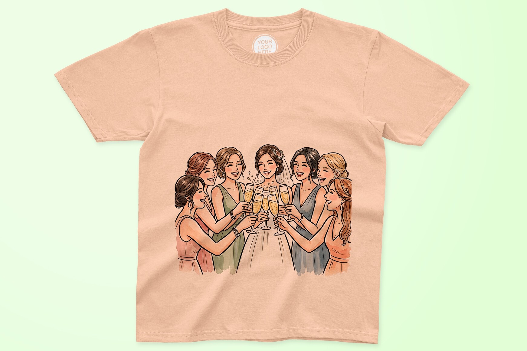 Bride and Bridesmaids Celebrating