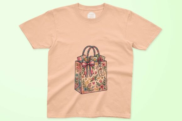 Colorful Floral Gift Bag with Bow Design Graphic Crafts By designcrafts