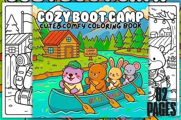 Preview of Cozy Boot Camp Cute&Comfy Coloring Book coloring pages for adults
