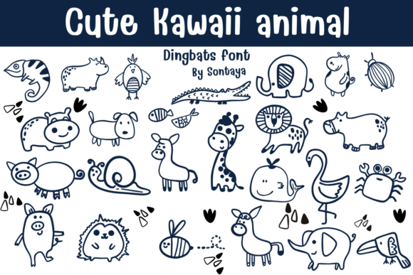 Preview of Cute Kawaii Animal dingbat font