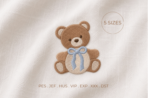Cute Teddy Bear Embroidery Design | 5 Si
