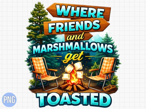 Funny Camping Friends Marshmallow PNG