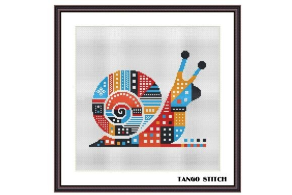 Modern Geometric Snail Cross Stitch