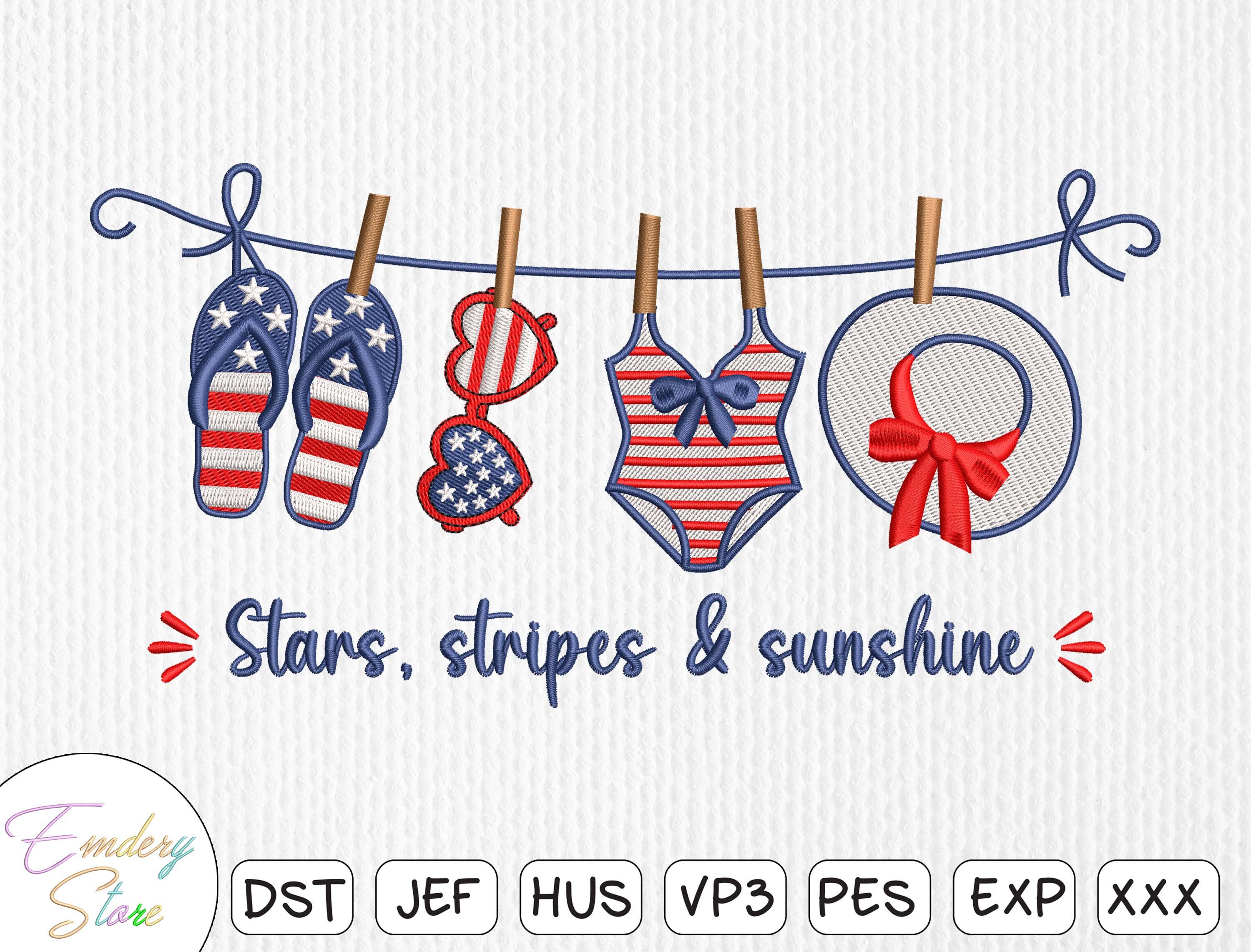 Patriotic Summer Embroidery Design
