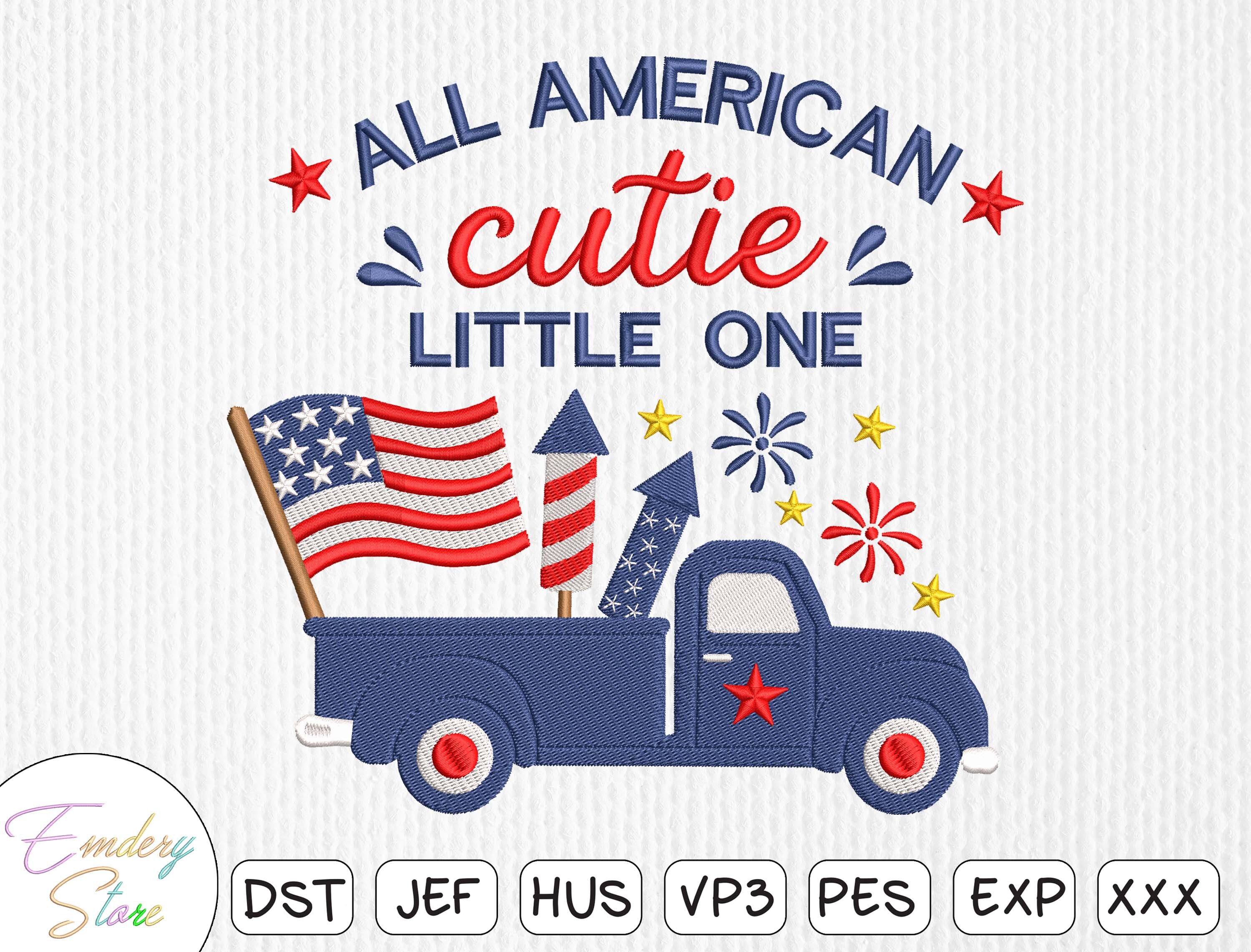 Patriotic Truck Embroidery Design