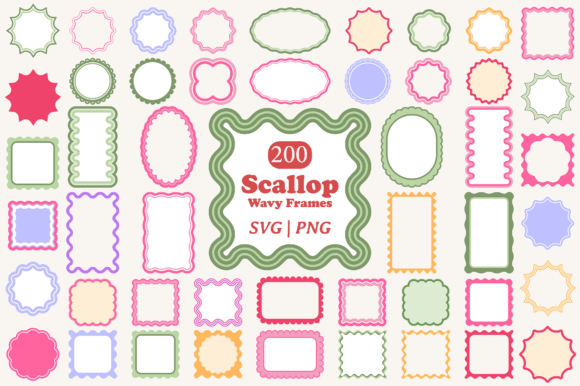 Scallop Wavy Frame SVG PNG Bundle