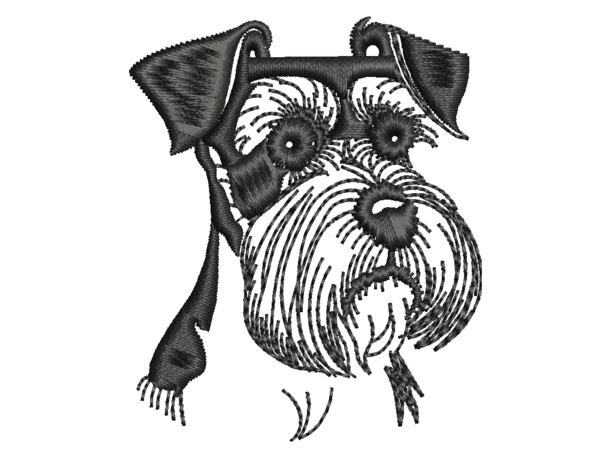Schnauzer Dog Line Art Embroidery