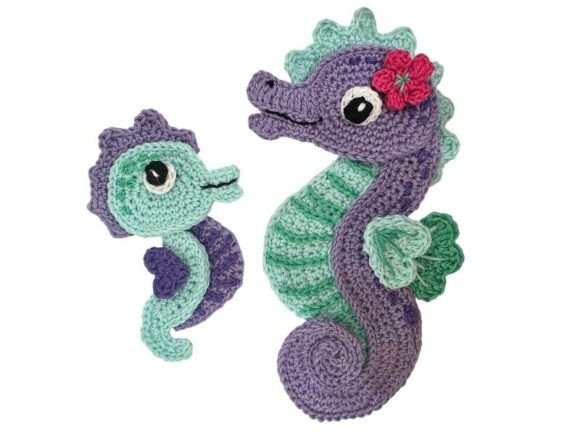 Seahorse and Baby Crochet Applique