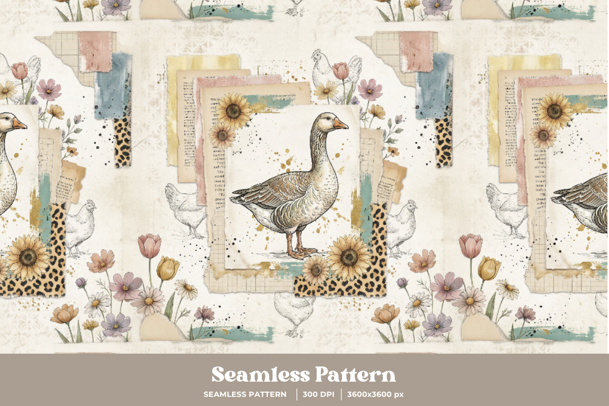 Silly Goose Paper Collage Pattern Graphic by KIKA DIGI DESIGNS ...