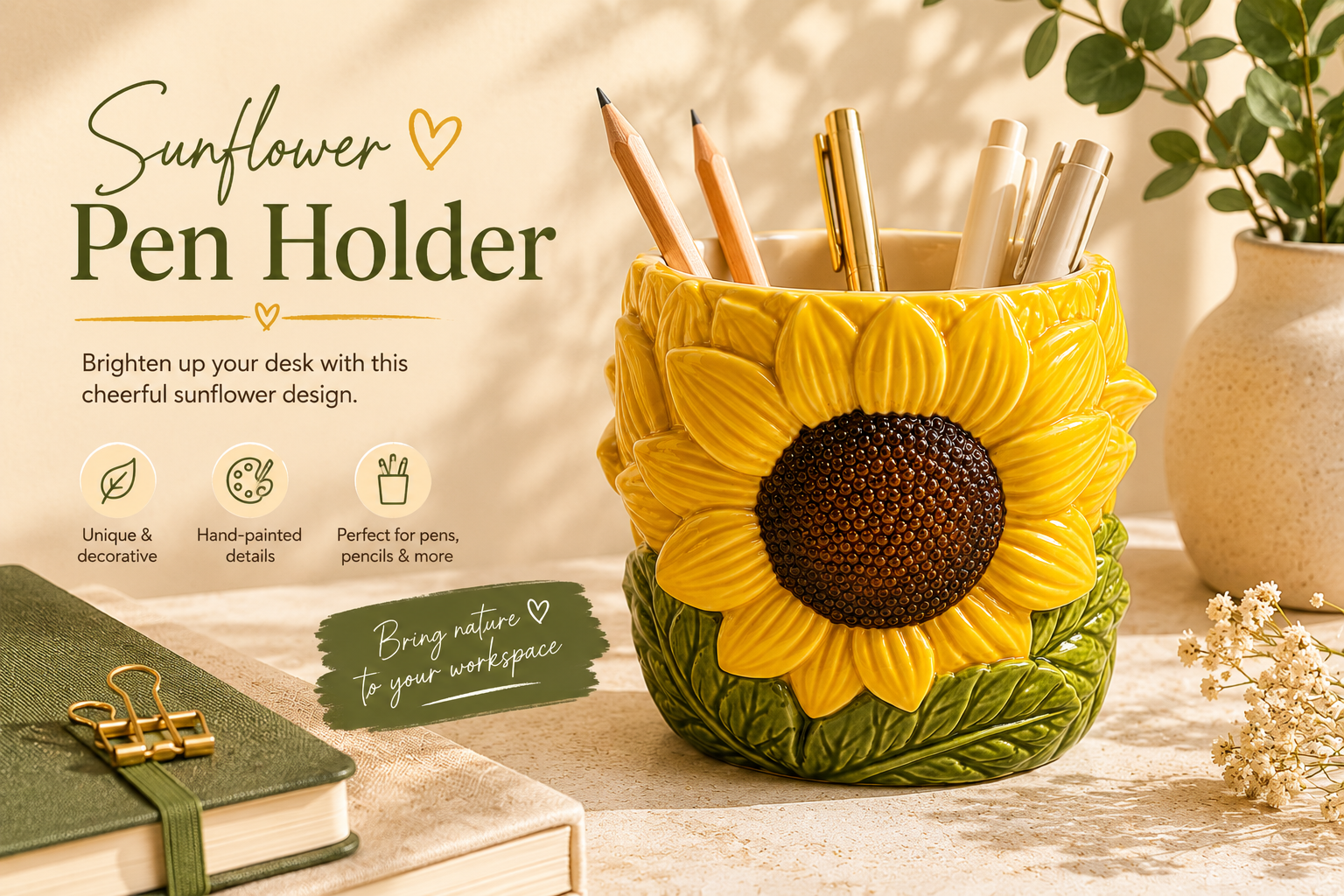 Sunflower Pen Holder STL | 3D Printable Desk Organizer - Image 6