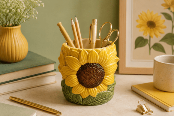 Sunflower Pen Holder STL | 3D Printable Desk Organizer - Image 4