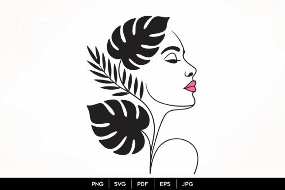 Tropical Beauty Woman Face SVG