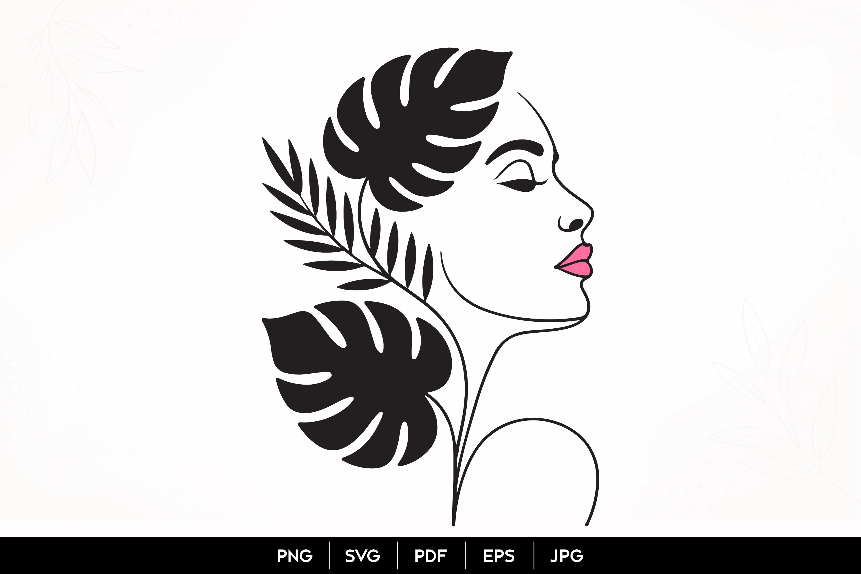 Tropical Beauty Woman Face SVG