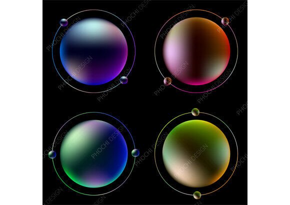 Four Vibrant 3D Gradient Spheres Sci-fi