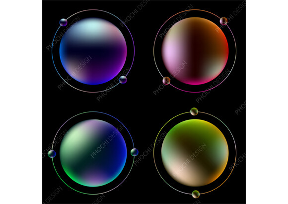 Four Vibrant 3D Gradient Spheres Sci-fi