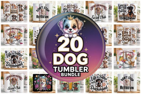 20 dog tumbler wrap bundle png v1 seamless 20oz skinny sublimation designs variety