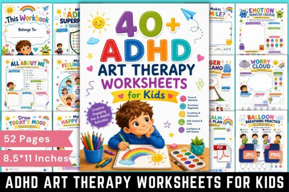 ADHD Art Therapy Worksheets for Kids