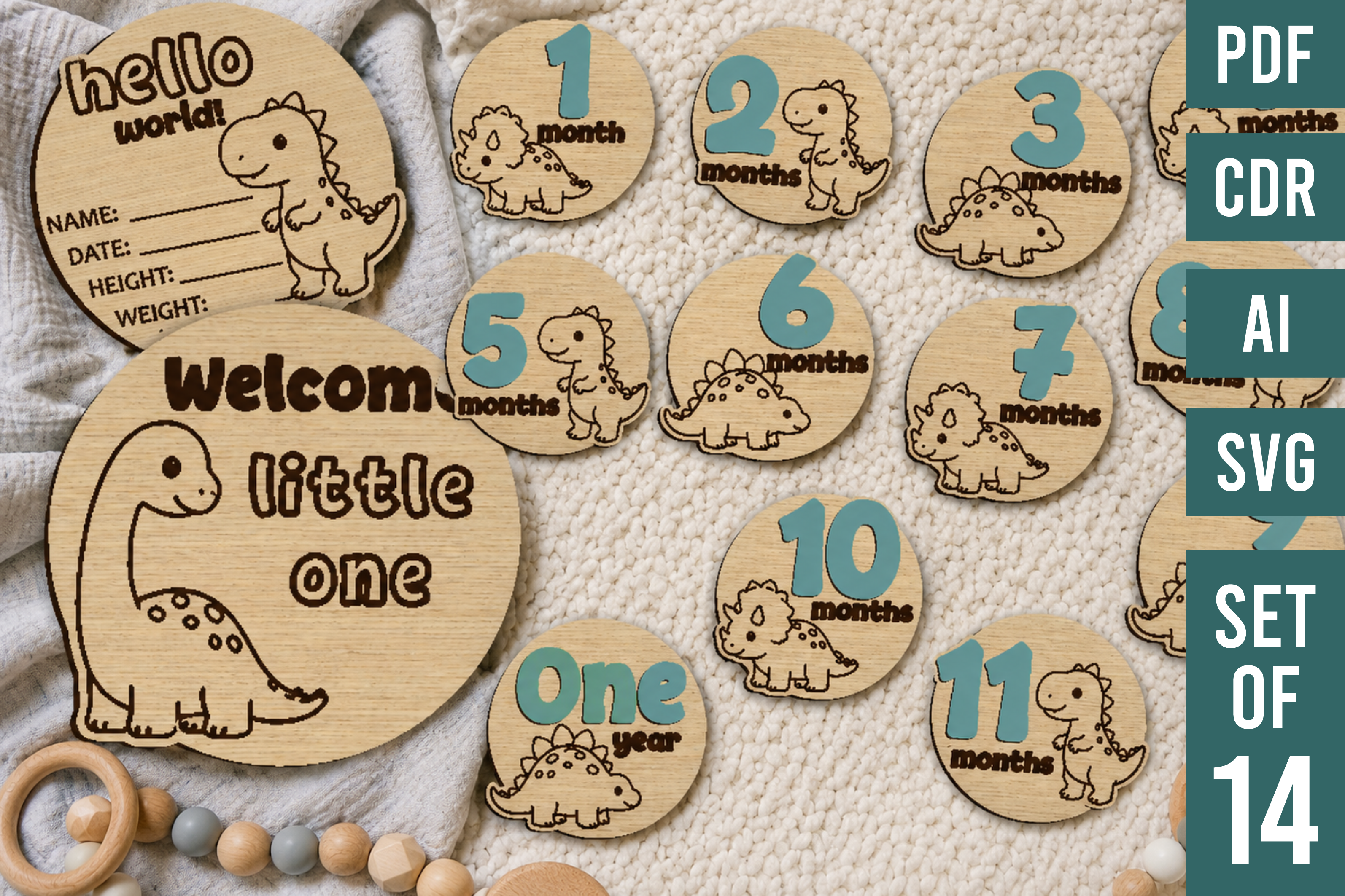 Baby Milestone Cards SVG Dinosaurs Graphic by DigiFilesCreations ...