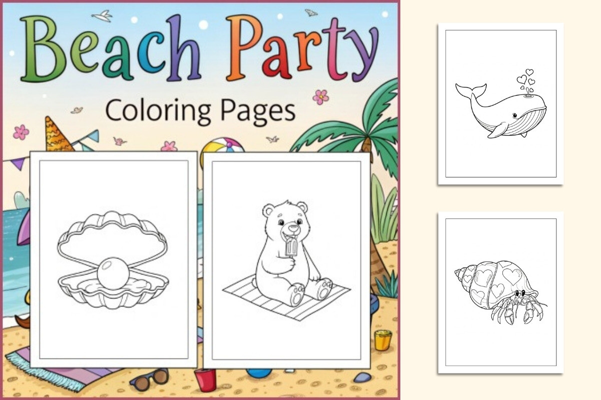 Beach Party Coloring Pages for Kids