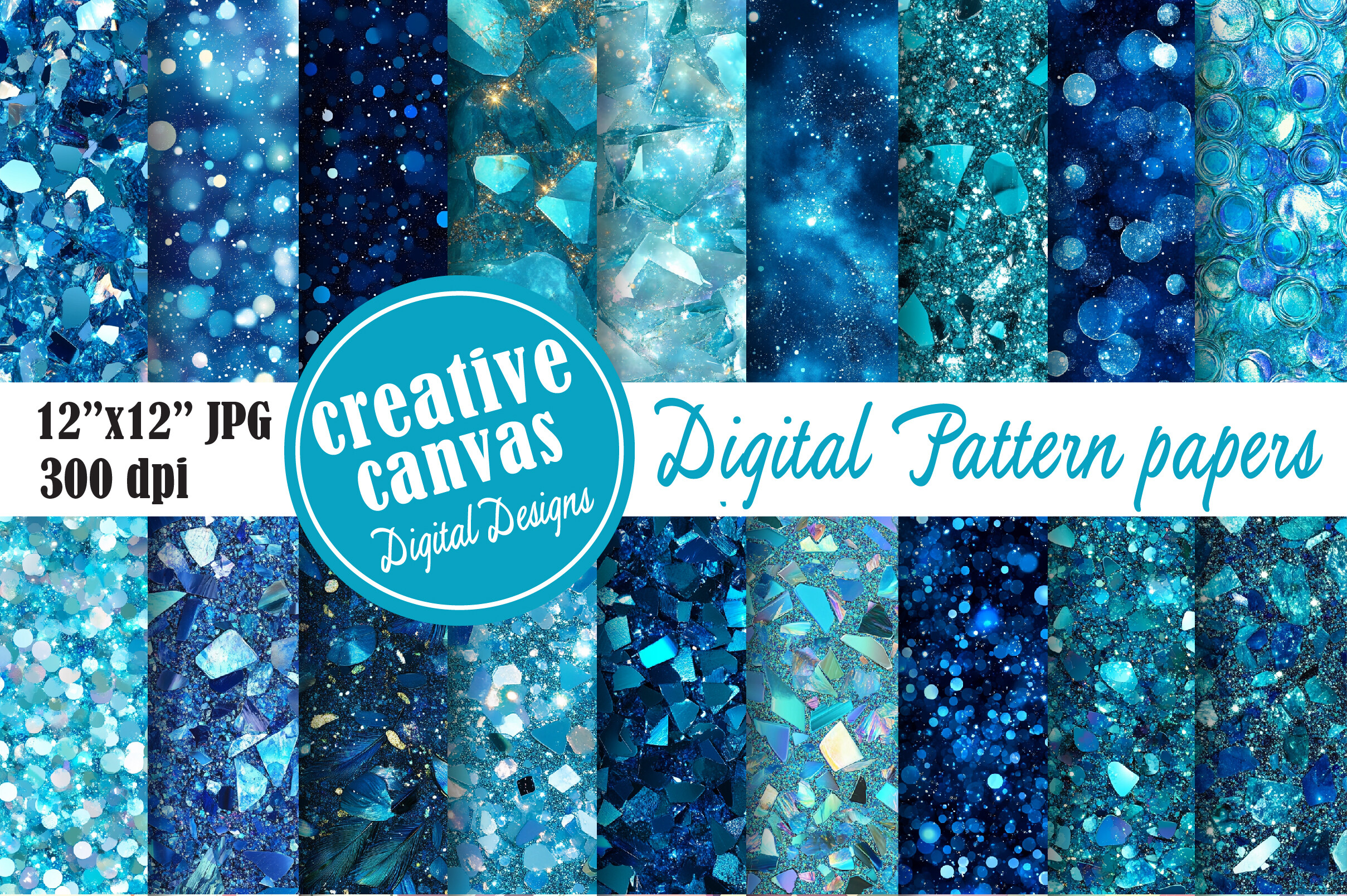 Blue Glitter Digital Paper Bundle Graphic by Creative Canvas · Creative ...