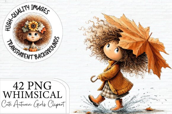 Cute Autumn Girls Clipart