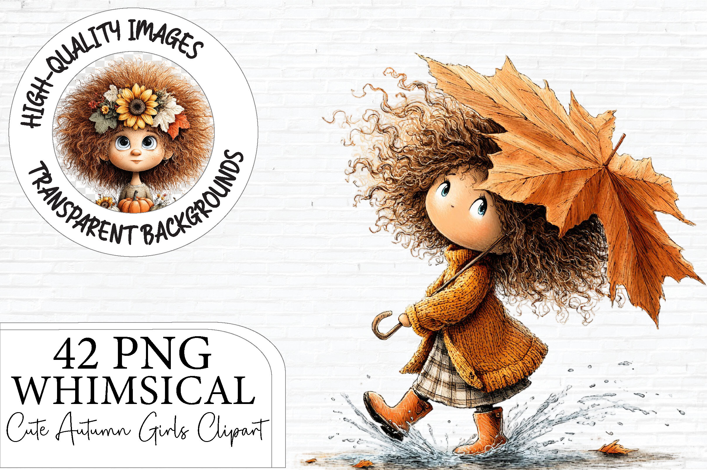 Cute Autumn Girls Clipart