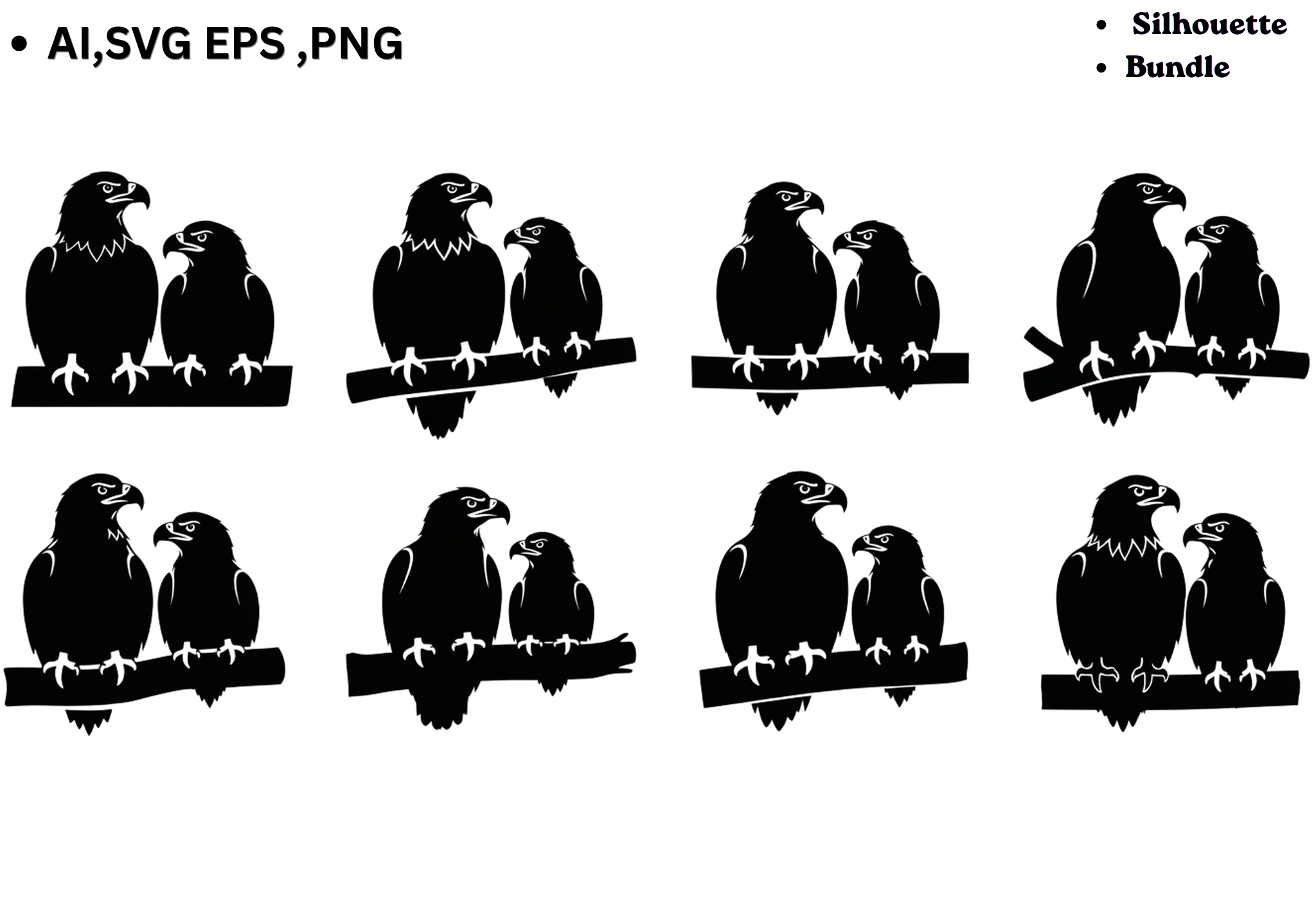 Eagle Couple Silhouette SVG Bundle