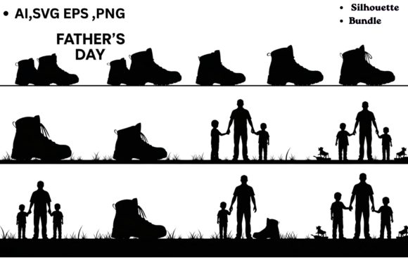 Fathers Day Boots and Family Silhouette