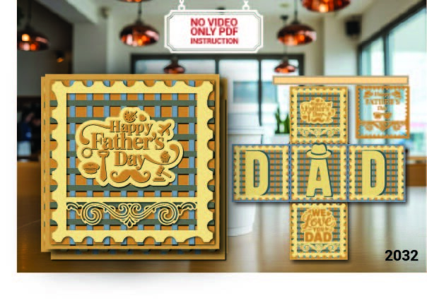 Father’s Day DAD Folding Card SVG with a thirty three layer shadow box design