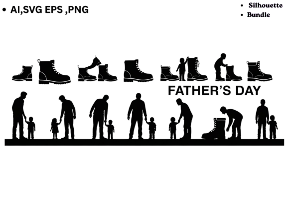 Fathers Day Dad and Child Silhouette SVG