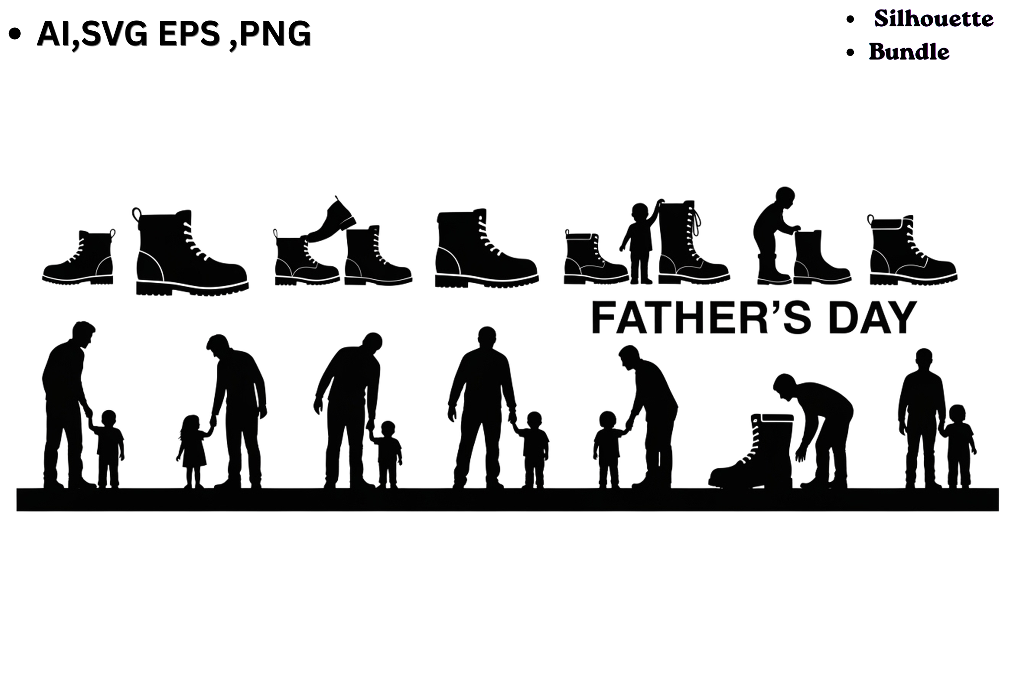 Fathers Day Dad and Child Silhouette SVG