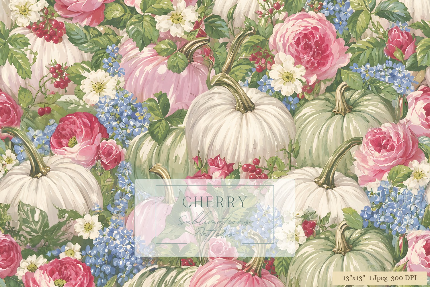 Floral Pumpkin Cottagecore Digital Paper