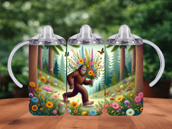 Flower Bigfoot 12 Oz Tumbler Wrap PNG