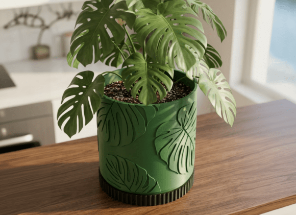Monstera Planter & Tray STL Files - 3 Sizes, Boho Succulent Pot - Image 2
