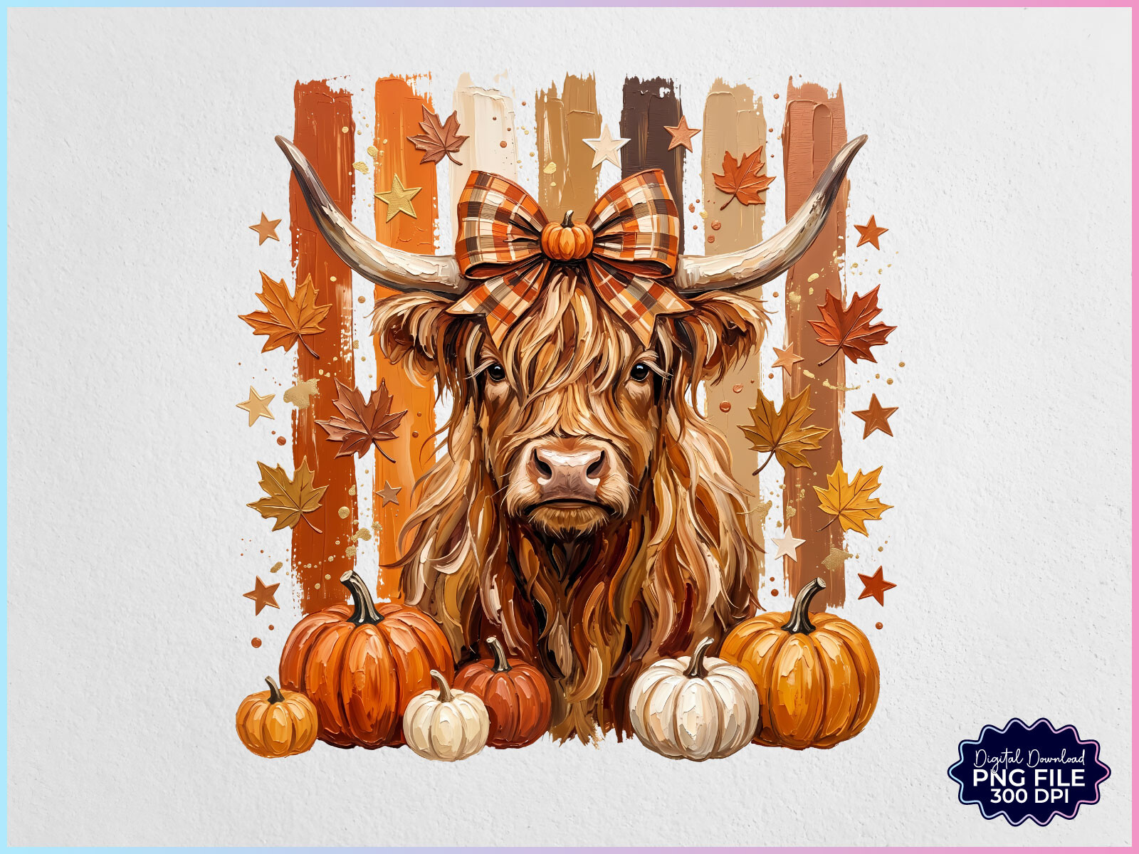 Painted Fall Autumn Highland Cow PNG Graphic by Creative Community ...