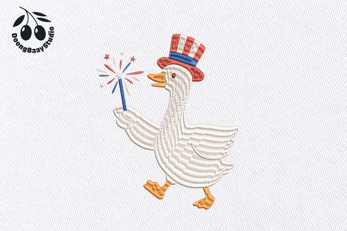 Patriotic Goose Embroidery Design