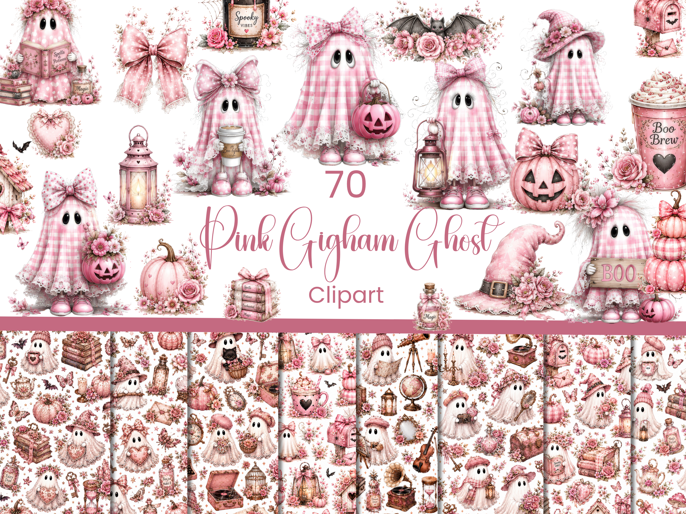 Pink Ghost Clipart Bundle Graphic by Andreea Eremia Design · Creative ...