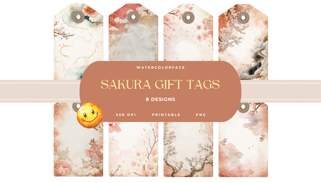 Pink Sakura Cherry Blossom Tags