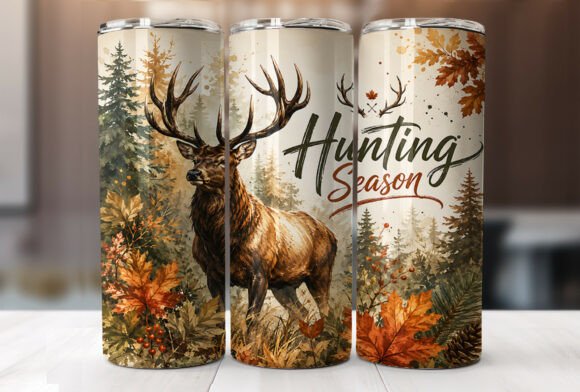 Rustic Hunting Deer Tumbler Wraps PNG