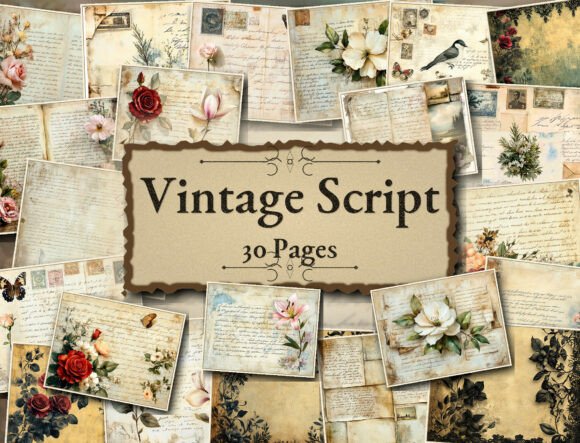 Vintage Floral Letter Junk Journal Paper