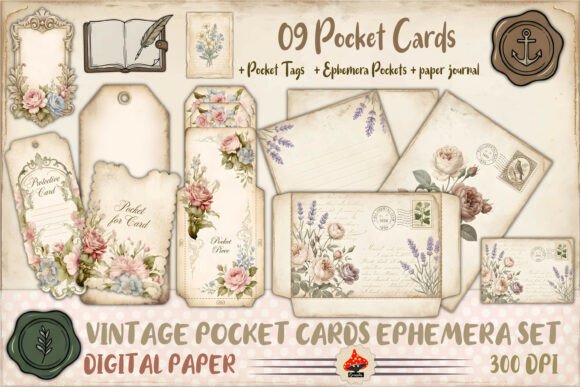 Vintage Pocket Cards Ephemera Set +33