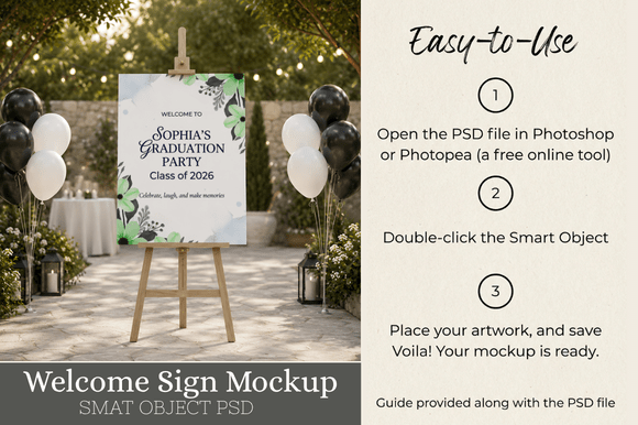 Welcome Sign Mockup, Easel Sign