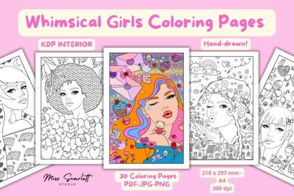 Whimsical Girls KDP Coloring Pages